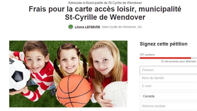 Une pétition contre les frais imposés aux familles de Saint-Cyrille-de-Wendover pour la carte Accès-Loisirs de Drummondville. Une pétition contre les frais imposés aux familles de Saint-Cyrille-de-Wendover pour la carte Accès-Loisirs de Drummondville.