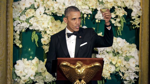 Barack Obama lors du dîner avec les Trudeau à la Maison-Blanche Barack Obama lors du dîner avec les Trudeau à la Maison-Blanche
