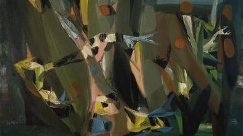 Paul-Émile Borduas, Le facteur ailé de la falaise ou 5.47, 1947, huile sur toile, 81,9 x 109,9 cm Paul-Émile Borduas, Le facteur ailé de la falaise ou 5.47, 1947, huile sur toile, 81,9 x 109,9 cm