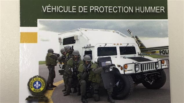 Véhicule de protection de la Sûreté du Québec