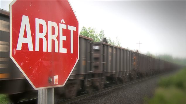 Le train d'ArcelorMittal qui achemine le minerai de fer. Le train d'ArcelorMittal qui achemine le minerai de fer.