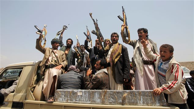 Des combattants houthis, à Sanaa, au Yémen Des combattants houthis, à Sanaa, au Yémen