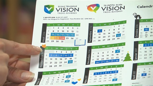 Calendrier scolaire de l'école Vision de Trois-Rivières. Calendrier scolaire de l'école Vision de Trois-Rivières.
