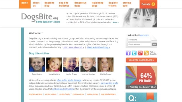 Le site web Dogsbite.org (capture d'écran) Le site web Dogsbite.org (capture d'écran)