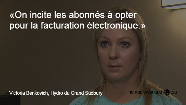 La porte-parole d'Hydro du Grand Sudbury, Victoria Benkovich La porte-parole d'Hydro du Grand Sudbury, Victoria Benkovich