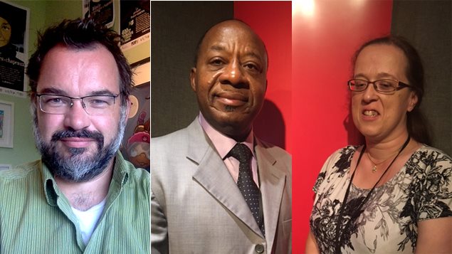 De g. à d. : Marc Keelan-Bishop, Bonaventure Otshudi, Adeline Jérôme De g. à d. : Marc Keelan-Bishop, Bonaventure Otshudi, Adeline Jérôme