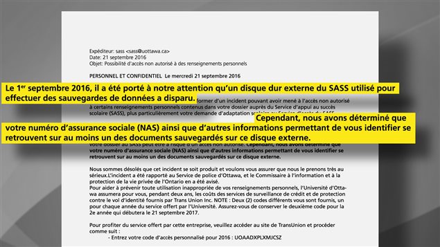 Avis de l'Université d'Ottawa aux étudiants visés par la perte d'information confidentielle Avis de l'Université d'Ottawa aux étudiants visés par la perte d'information confidentielle