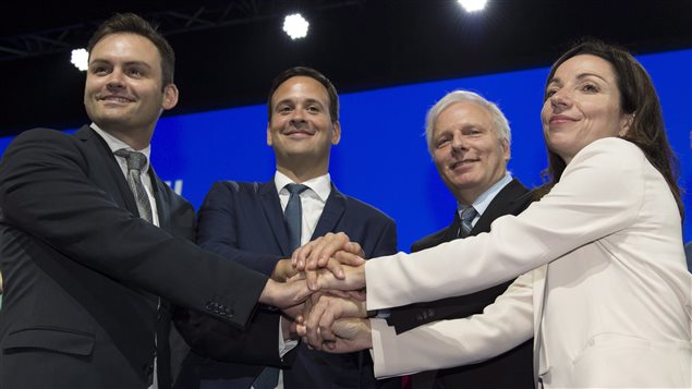 Paul St-Pierre Plamondon, Alexandre Cloutier, Jean-François Lisée et Martine Ouellet
