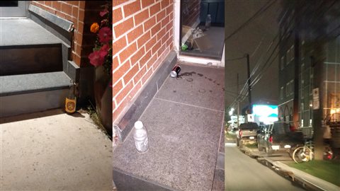 Ces photos montrent des bouteilles et canettes de bière abandonnées à l'entrée du centre islamique, et des voitures stationnées sur le trottoir devant le centre. Ces photos montrent des bouteilles et canettes de bière abandonnées à l'entrée du centre islamique, et des voitures stationnées sur le trottoir devant le centre.