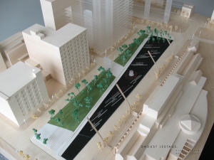 Une maquette du Quartier des spectacles Une maquette du Quartier des spectacles