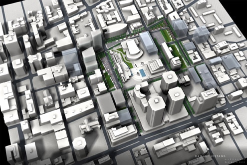 Une maquette du Quartier des spectacles Une maquette du Quartier des spectacles