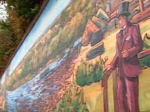 Une fresque qui illustre l'histoire de la ville de Trois-Rivières. Une fresque qui illustre l'histoire de la ville de Trois-Rivières.
