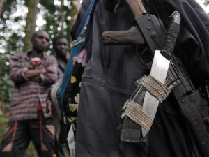 Des armes de rebelles hutu rwandais récupérés par l'armée de la RDC (archives). Des armes de rebelles hutu rwandais récupérés par l'armée de la RDC (archives).