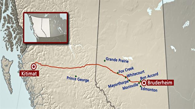 Tracé du projet de pipeline Northern Gateway de la pétrolière Enbridge. Tracé du projet de pipeline Northern Gateway de la pétrolière Enbridge.