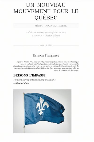 Le manifeste du MNQ est publié dans Internet. Le manifeste du MNQ est publié dans Internet.
