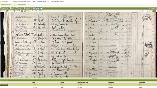 Un registre des membres de l'équipage en ligne sur Ancestry.co.uk. Un registre des membres de l'équipage en ligne sur Ancestry.co.uk.