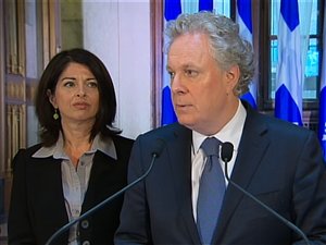 Le premier ministre Jean Charest et la ministre de l'Éducation Line Beauchamp Le premier ministre Jean Charest et la ministre de l'Éducation Line Beauchamp