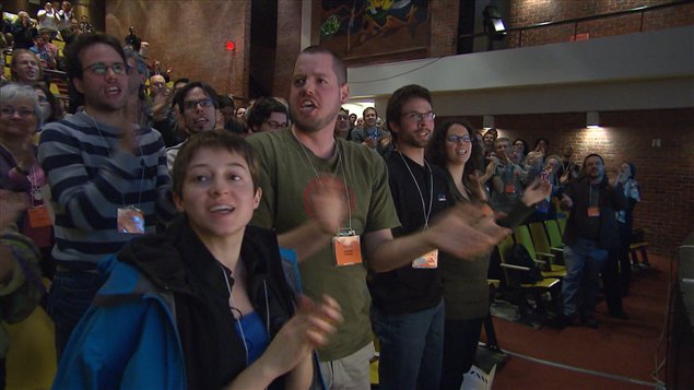 Des militants de Québec solidaire. Des militants de Québec solidaire.