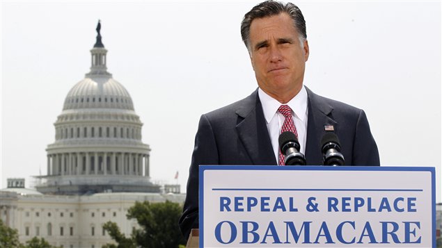 Mitt Romney réagissant à la décision de la Cour suprême. Mitt Romney réagissant à la décision de la Cour suprême.
