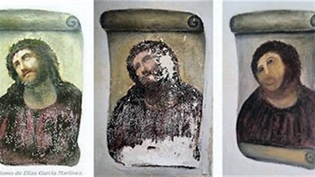 La restauration controversée de l'« Ecce Homo » de Borja, en Espagne La restauration controversée de l'« Ecce Homo » de Borja, en Espagne