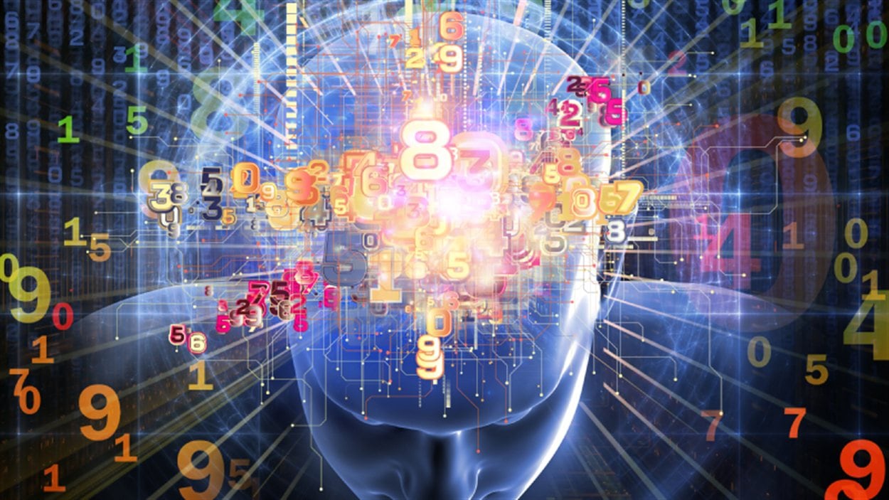 Illustration d'un cerveau humain et de chiffre Illustration d'un cerveau humain et de chiffre