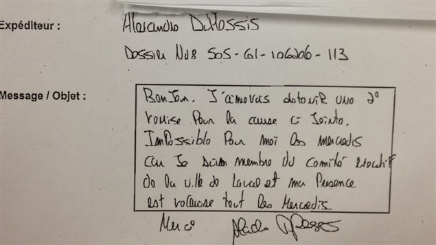 Télécopie d'Alexandre Duplessis Télécopie d'Alexandre Duplessis