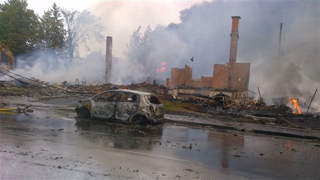 Une rue de Lac-Mégantic dévastée, le 6 juillet 2013 Une rue de Lac-Mégantic dévastée, le 6 juillet 2013