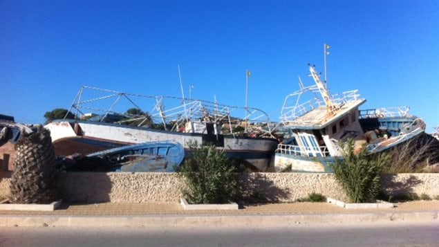 Le cimetière des bateaux à Lampedusa Le cimetière des bateaux à Lampedusa