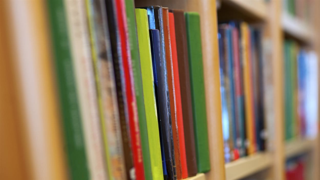 Livres sur les rayonnages d'une bibliothèque Livres sur les rayonnages d'une bibliothèque