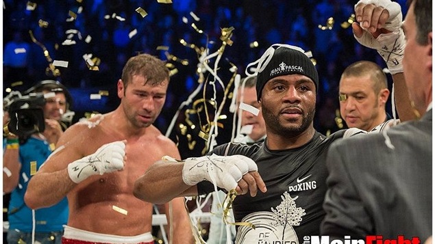 Jean Pascal (droite) et Lucian Bute (gauche). Jean Pascal (droite) et Lucian Bute (gauche).