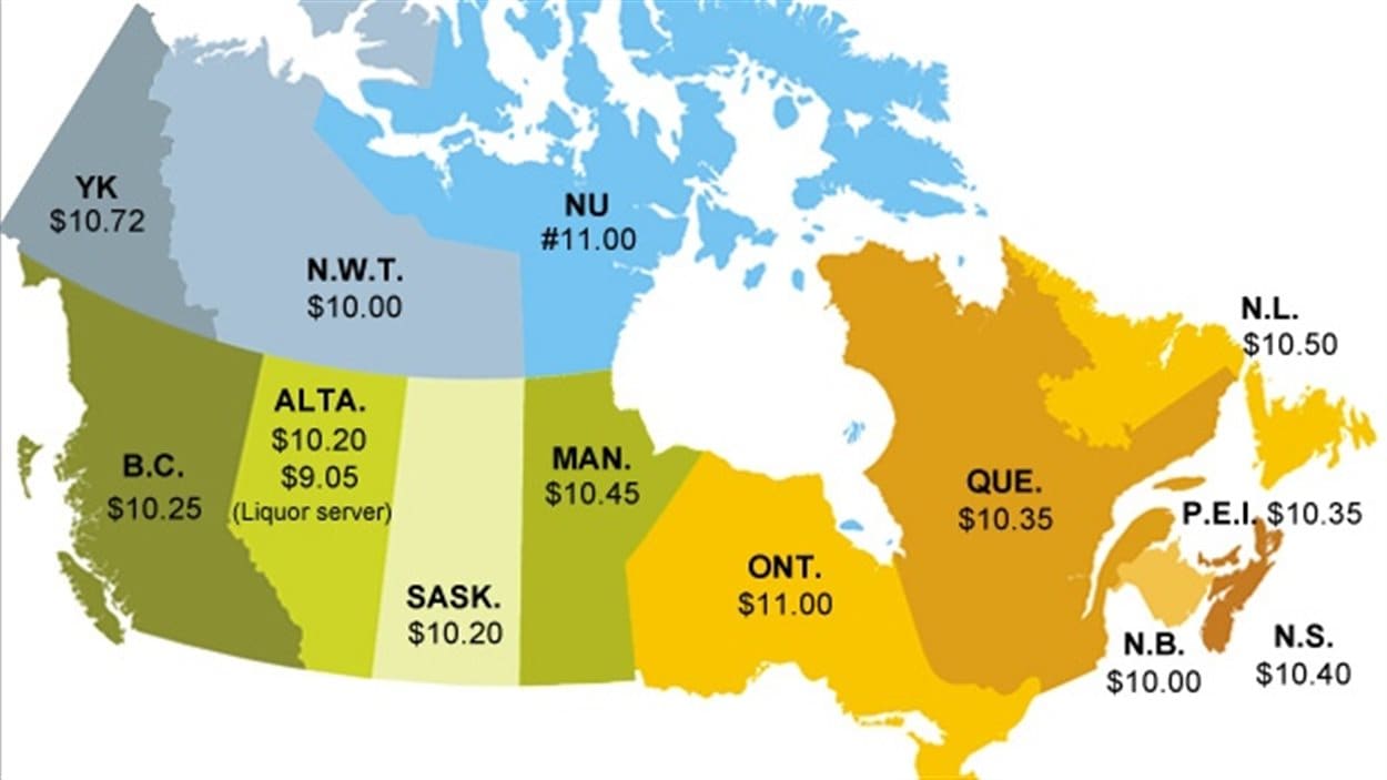 Le salaire minimum de l’Alberta passera à 10,20 en septembre ICI