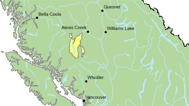 La Cour suprême du Canada accorde aux Tsilhqot'in un titre ancestral autochtone sur un territoire situé près de Alexis Creek et Williams Lake. La Cour suprême du Canada accorde aux Tsilhqot'in un titre ancestral autochtone sur un territoire situé près de Alexis Creek et Williams Lake.