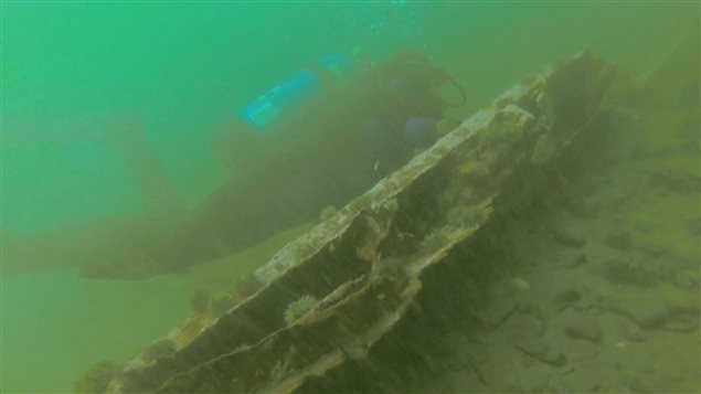 L'épave qui a été redécouverte à Sainte-Flavie. L'épave qui a été redécouverte à Sainte-Flavie.