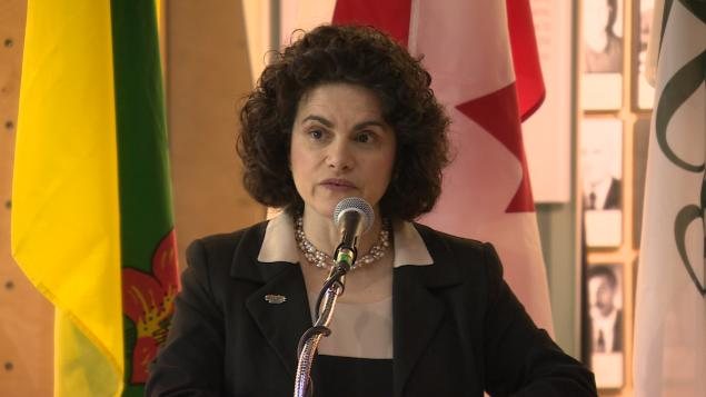 La prés. de la Fédération des sciences humaines Antonia Maioni lors de l'annonce que Regina accueillera le 87e Congrès des sciences humaines. La prés. de la Fédération des sciences humaines Antonia Maioni lors de l'annonce que Regina accueillera le 87e Congrès des sciences humaines.