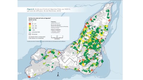 Carte des déserts alimentaires de Montréal