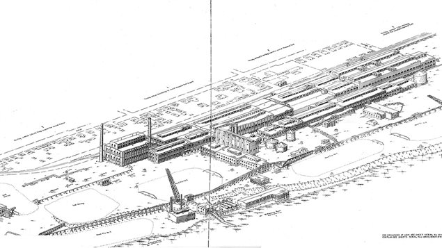 Le plan projeté pour l’usine de pâtes et papiers de la Canadian International Paper en 1925 Le plan projeté pour l’usine de pâtes et papiers de la Canadian International Paper en 1925