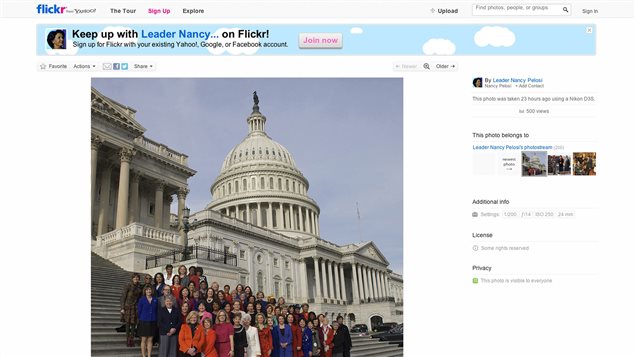 La page Flickr de la démocrate américaine Nancy Pelosi La page Flickr de la démocrate américaine Nancy Pelosi