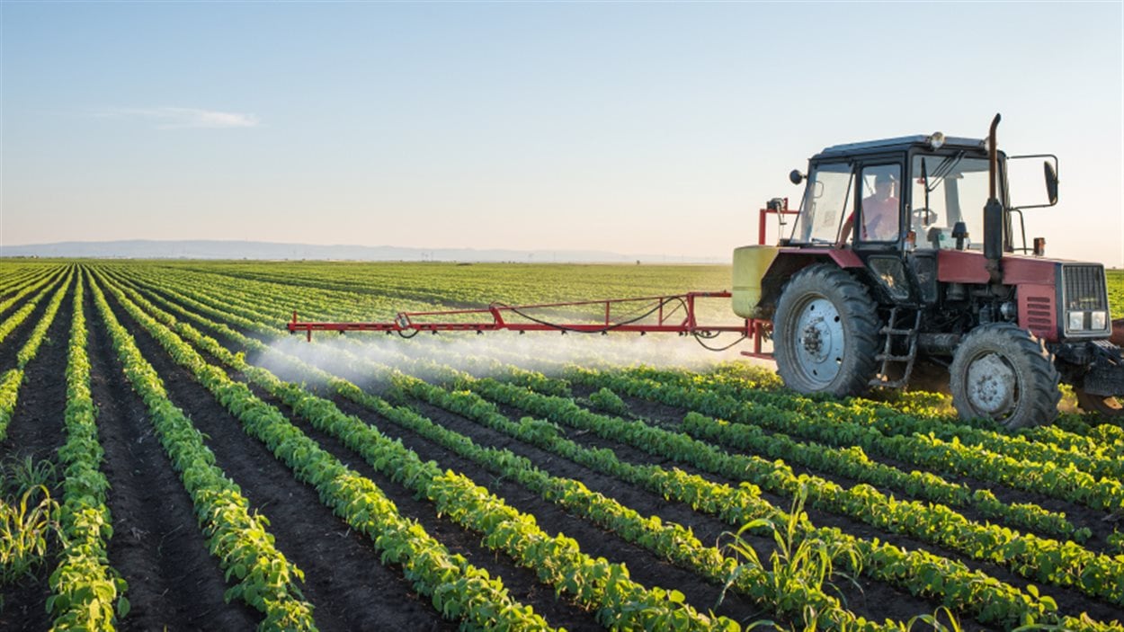 Un agriculteur épand un pesticide sur son champ Un agriculteur épand un pesticide sur son champ
