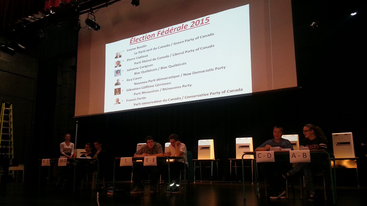 De jeunes scrutateurs attendent le prochain groupe d'étudiants De jeunes scrutateurs attendent le prochain groupe d'étudiants
