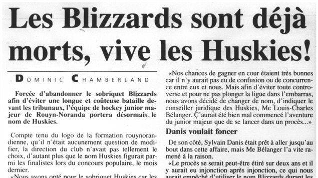 Un article du journal La Frontière annonçant le changement de nom de l'équipe Un article du journal La Frontière annonçant le changement de nom de l'équipe