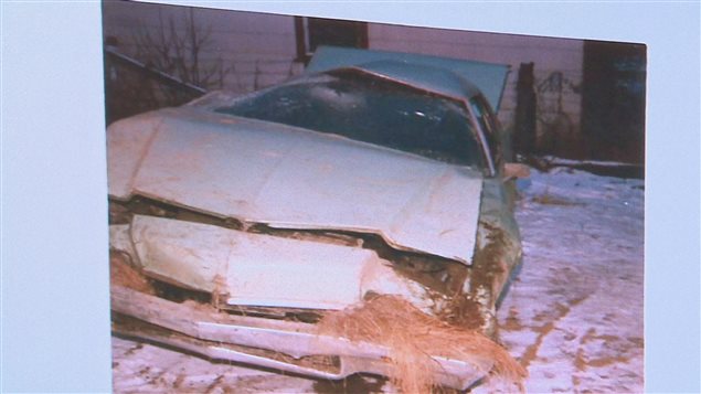 La voiture dans laquelle Dany Martel se trouvait lors de l'accident qui lui a coûté l'usage de ses bras et de ses jambes La voiture dans laquelle Dany Martel se trouvait lors de l'accident qui lui a coûté l'usage de ses bras et de ses jambes