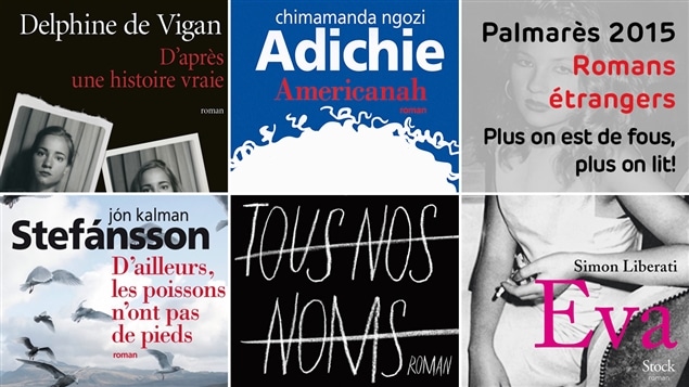 Les cinq couvertures des livres mentionnés au palmarès des romans de 2015, catégorie livres étrangers Les cinq couvertures des livres mentionnés au palmarès des romans de 2015, catégorie livres étrangers
