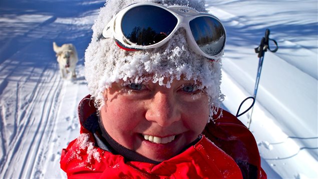 France Lemire lors d'une sortie en ski de fond par temps froid France Lemire lors d'une sortie en ski de fond par temps froid