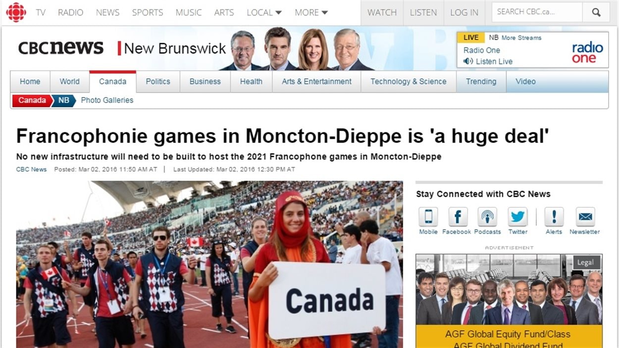 Le site web de CBC New Brunswick Le site web de CBC New Brunswick