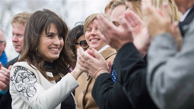 Véronique Hivon lors de l'annonce de sa candidature à la course à la direction du Parti québécois, à Joliette Véronique Hivon lors de l'annonce de sa candidature à la course à la direction du Parti québécois, à Joliette