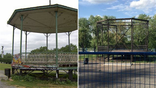 Le kiosque en 2011 (à gauche) et en 2016 (à droite) Le kiosque en 2011 (à gauche) et en 2016 (à droite)