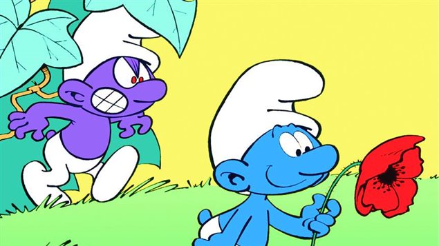 Détail de l'album <em>The Purple Smurf</em>, paru aux États-Unis en 1966