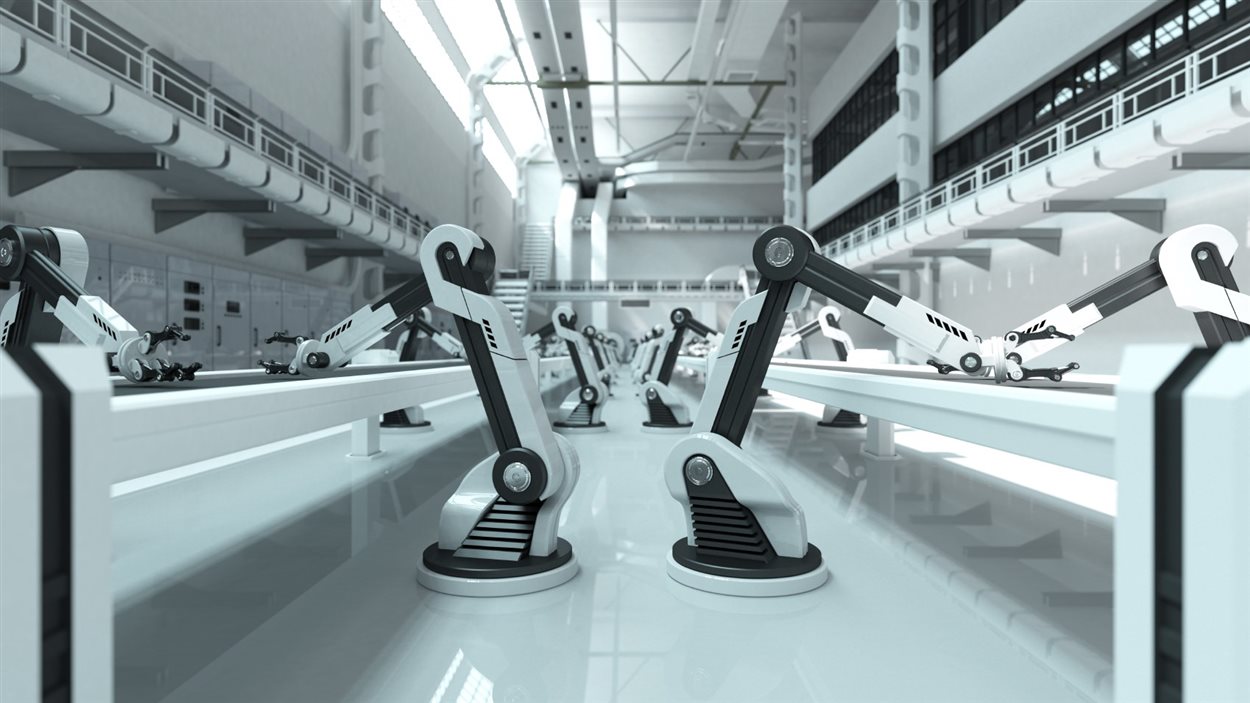 Des robots sur une ligne d'assemblage Des robots sur une ligne d'assemblage