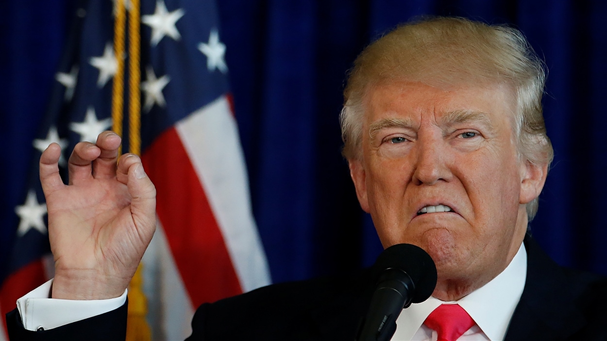 Le candidat républicain Donald Trump, en conférence de presse à Miami, en Floride. Le candidat républicain Donald Trump, en conférence de presse à Miami, en Floride.