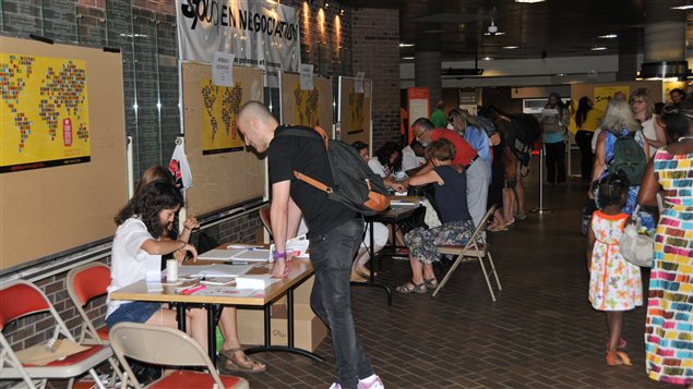 Journée d'inscriptions au Forum social mondial, le 9 août 2016 à Montréal. Journée d'inscriptions au Forum social mondial, le 9 août 2016 à Montréal.